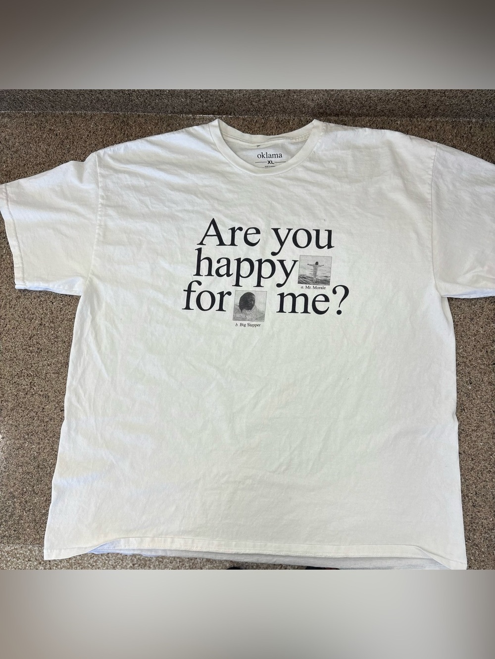 Oklama White "Are You Happy For Me?" Graphic Tee - Men